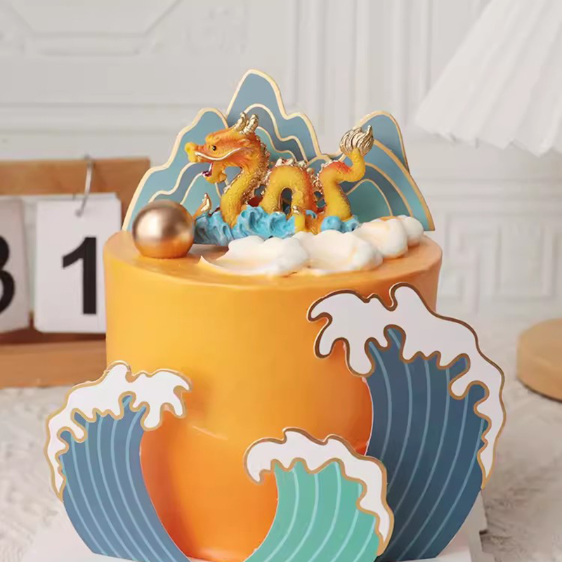 Resin Art Alphabet - 중국 스타일 해피 케이크 토퍼, 드래곤