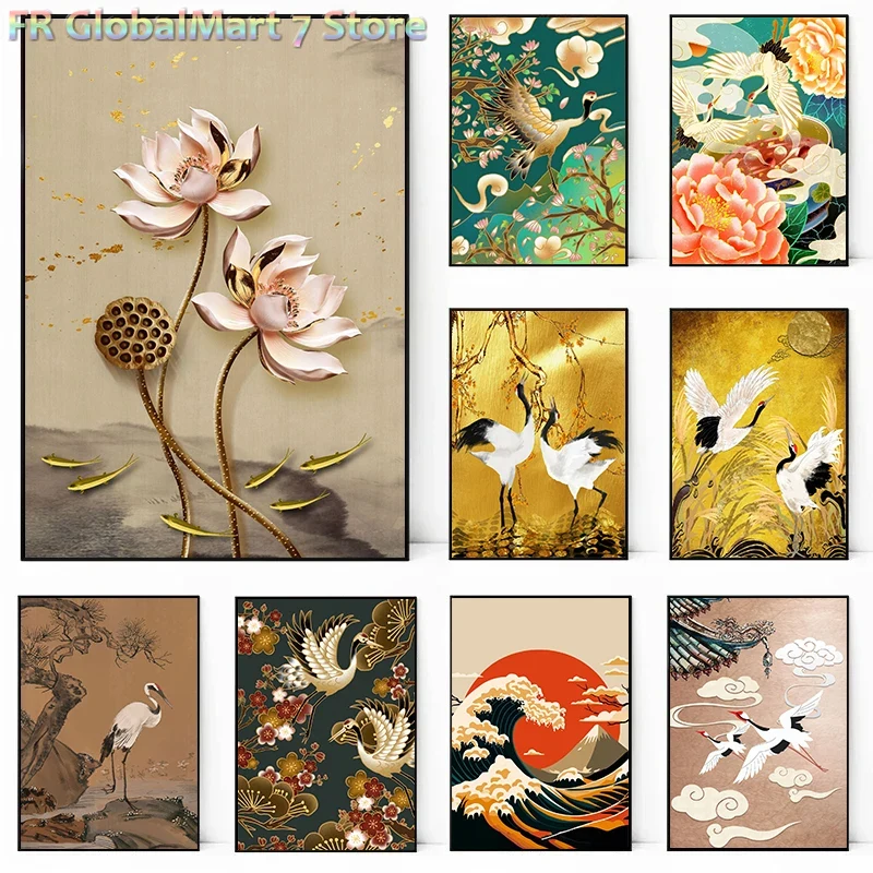빈티지 스타일의 학 그림 벽 장식, 다이아몬드 페인팅, - Resin Art Wallpaper 리뷰 및 가격