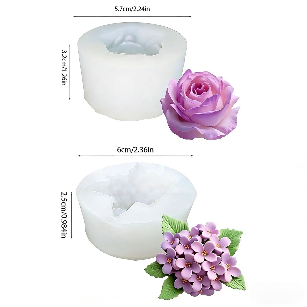 2개 세트의 3D 장미와 라일락 모양 실리콘 몰드로,  - Resin Art Rose 리뷰 및 가격